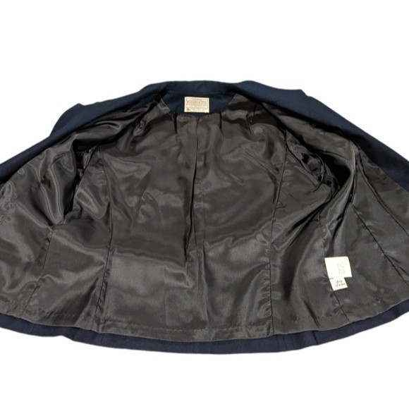 Vintage Pendleton 100% Virgin Wool Blazer Women's Size 14 Petite Navy - Picture 9 of 10